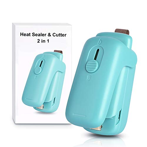 Cosyzone Mini Bag Sealer,2 in 1 Heat Sealer with Cutter, Bag Heat Sealer Handheld Portable Vacuum Sealers for Chip Bags Plastic Bags Food Storage Snack Fresh Bag Sealer (Battery Not Included)