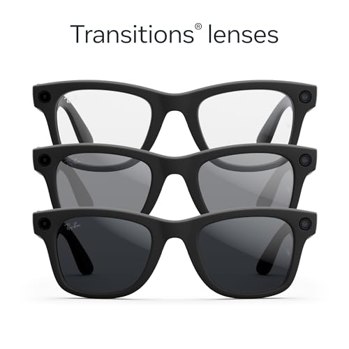 Image of Ray-Ban Meta (Gen 2), Wayfarer, Matte Black | Smart AI Glasses for Men, Women - 2x Battery Life - 3K Ultra HD Resolution - 12 MP Ultra-Wide Camera, Audio, Video - Transitions Grey Lenses