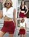 Avidlove Skirts for Women Mesh Ruched Bodycon Double Layer Casual Skirt Office Wrap Mini Skirt Wine Red Medium