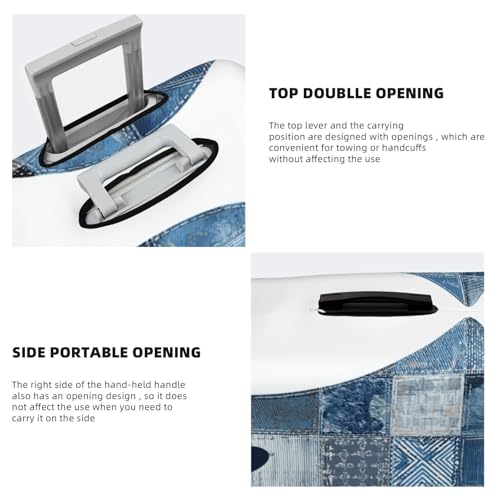 Cute Denim Patchwork Ghost Elastic Travel Luggage Covers Dustproof Scratch-Resistant Suitcase Protector Fit 22-24 Inch3