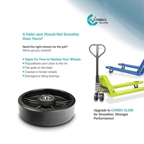 pallet jacktruck steering wheels set with axle fasteners and protective caps 4 pcs 734 x 234 with bearings id 20mm poly tread black