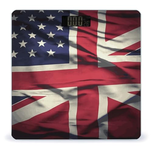 Báscula Digital de Baño con Bandera USA UK y Cinta Métrica