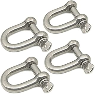D Ring Shackle Lock-M10/0.4", 304 Stainless Steel D Ring for Heavy Duty Construction, Rigging, Vehicle Recovery, Hauling, Tie Downs, Hanging-4 Pcs