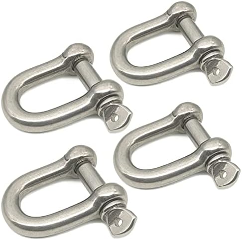 D Ring Shackle Lock-M10/0.4", 304 Stainless Steel D Ring for Heavy Duty Construction, Rigging, Vehicle Recovery, Hauling, Tie Downs, Hanging-4 Pcs