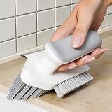 4-in-1 Grout and Corner Scrubber Brush with Scraper Tool, for Cleaning Tile, Grout, Kitchen, Bathroom, Sink, Floor, Shower, Bathtub