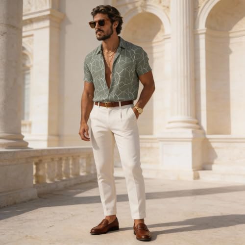 Image of Lymio Men Shirt || Men Embroidery Design Shirt || Half Slevee Shirt Men || Cotton Shirt (Available Also Packs) (Embro-Zigzag)
