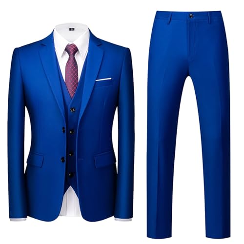 Men Fashionable Business Casual Two Button Jacket Vest Pants 3-Piece Suit Multiple Grass Yellow4