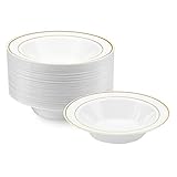 NYHI Plastic Disposable Soup Bowls (14 ounces) | Single Use Recyclable Dinnerware for Household, Restaurant, Weddings & Parties | BPA-free, Durable, Heat-Resistant Soup Plate & Salad Bowl | 50 Pack