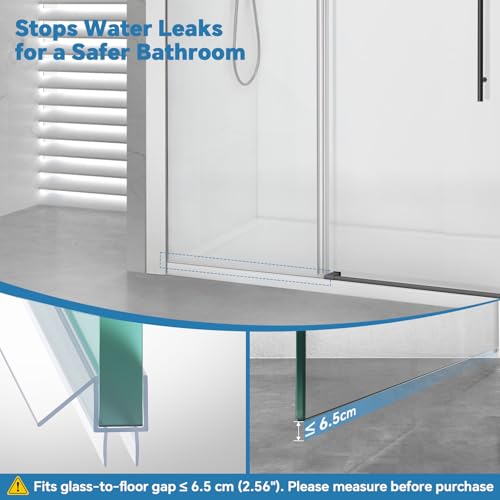 Shower Door Bottom Seal Strip, 2PCS Seal Strip, Ultra Clear PVC, 36" Length, Fits 10mm Thick Glass, Prevents Leaks, Easy Installation, No Adhesive Required (Ultra Clear, 36in for 3/8"(10mm) Door) by Bougainora - Image 2