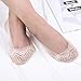 Flammi Women's 4 Pairs Low Cut Lace No Show Liner Socks Cotton Bottom Non Slip (Beige)