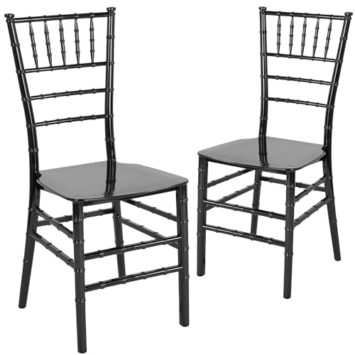 Flash Furniture Hercules Stacking Resin Chiavari Chair, Mahogany, 2-Pack