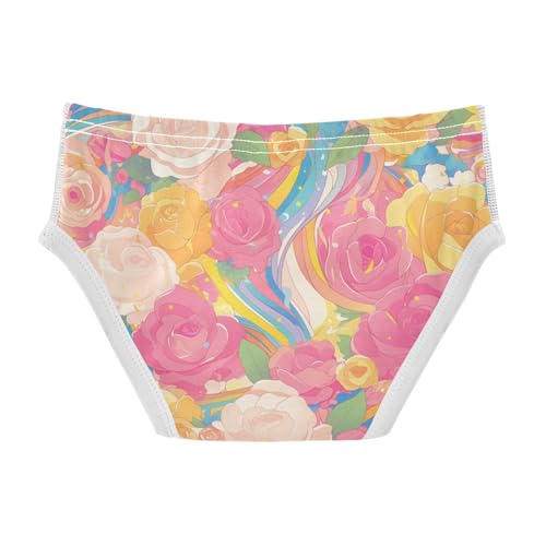 KLL Floral Pattern Red Roses Toddler Boys' Pure Cotton Boxer Briefs Breathable Undies2