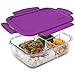 Bentgo Glass (Purple) - Leak-Proof, 3-Compartment Oven-Safe Glass Lunch Container | Ideal for Portion-Control, Food Storage & Healthy On-the-Go Meals - FDA-Approved, BPA-Free, Food-Safe Materials