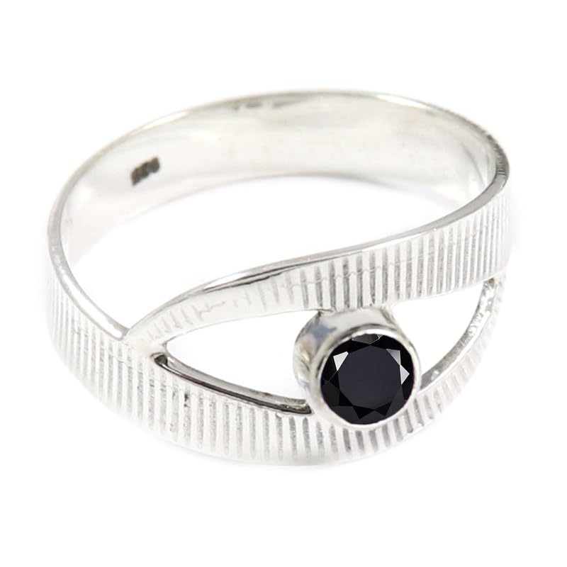 JEWELSTREZORO TSR367AA - Anillo de plata de ley para hombre y mujer, hecho a mano, para hombre y mujer, O 1/2, Metal Piedra preciosa., Ónix
