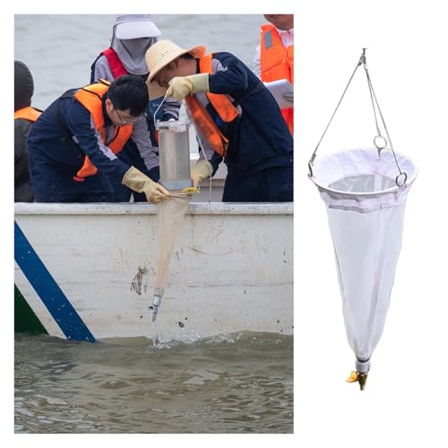 Lake/River Plankton Net, 125 & 200 Mesh Sampling Net Kit with 5M Rope, Aperture 0.112 MM & 0.064 MM Planktons Collection Net for Assess Water Quality/Teaching Practice(125 Mesh)