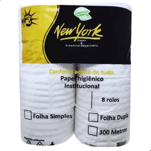 Papel Higiênico 8 Rolos 100% Celulose Virgem Rolão para Banheiro ...