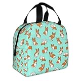 Yyoretp Bolsa bento aislada con estampado de perro Corgi, bolsa de almuerzo de mano de papel de aluminio grueso resistente al agua