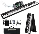 MoraRise 88 Key Folding Piano Keyboard, Full Size Semi-Weighted Digital Piano with Bluetooth MIDI, 128 Tones & Rhythms, 80 Demos, Dual Power Options, Portable Electric Piano for Beginners