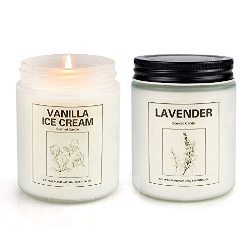 Lavender And Vanilla Candles Gifts For Women 7 Oz 50 Hrs Burn Soy Candles Set Highly Scented Aromatherapy Candles For Home And Women Gifts, 2 Pcs #TOP5