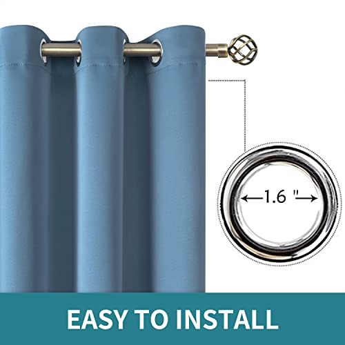 Bgment Blackout Curtains For Bedroom - Grommet Thermal Insulated Room Darkening Curtains For Living Room, Set Of 2 Panels, Each 46 X 63 Inch, Faded Denim #TOP4