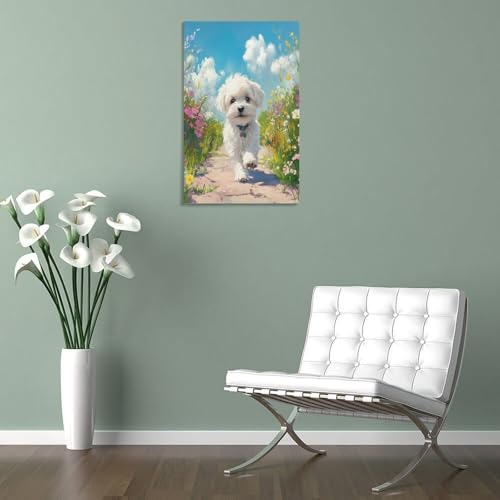 Maltese Chien Murale DécoRatononion Impression Toile Premium