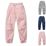 Kinder Softshellhose mit Fleece Gefüttert, Skihose Mädchen Elastische Taille Schneehose Einfarbig Pants mit Taschen Thermohose Baggy Sporthose Wasserdicht Winddichte Outdoorhose Warm Winterhose