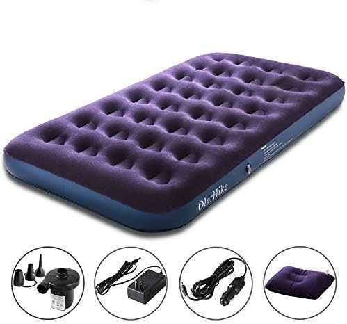 OlarHike Twin Air Mattress with Electric Pump, Portable Air Bed Blow Up Mattress for Camping, Car, Repair Patches & Pillow Included