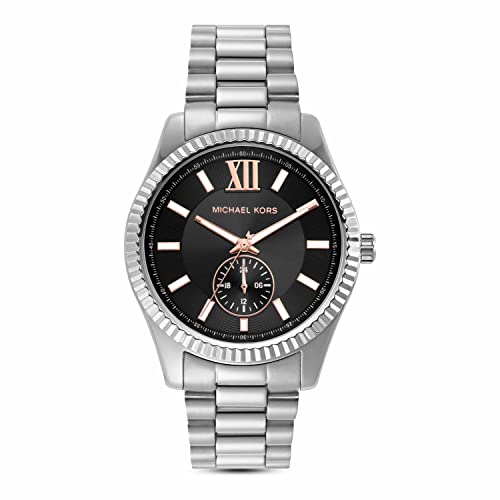 Image of Michael Kors Lexington Chronograph Stainless Steel Watch, Stainless Multifunction, One Size, MK8946 - Lexington Multifunction Stainless Steel Bracelet Watch