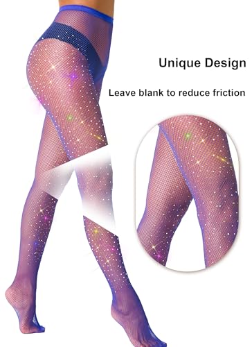 Image of VEBZIN More Sparkly Fishnets Tights Fishnet Stockings Rhinestone Fishnet Tights for Women