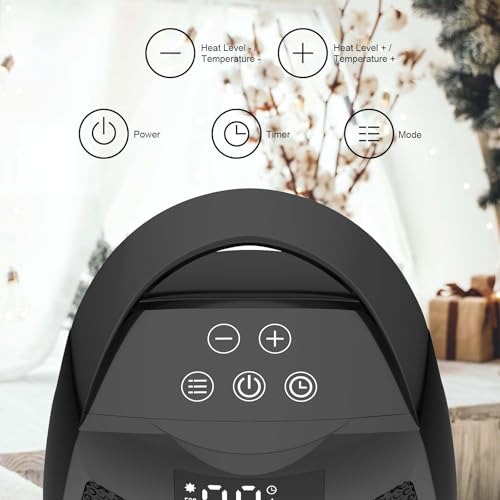 Image of Portable Ceramic Space Heater 1500W, Fast Heating, Digital Display with Touch Controls, Built-in Handle, Overheat and Tip-Over Protection, Ideal for Home, Bedroom, and Office Heating