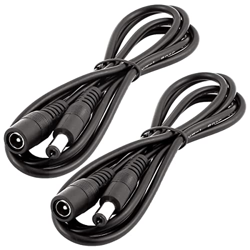 LitaElek 2pcs 1m 22AWG Cable Extensión DC 12V Cable Alargador Adaptador 5.5mm x 2.1mm Enchufar Jack DC 0-36V Macho a Hembra para Monitor Coche, Cámara CCTV, Tira LED, LED Strip, etc., Negro