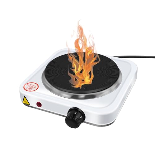 Electric Hot Plate Portable Single Hot Plate Electric Camping Stove Electric Hot Plate for Home Kitchen Camping & Caravan Cooking, 5 Temperature Settings, Ideal for Cooking While Travelling