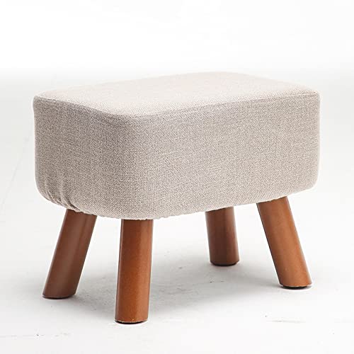 Tabouret pouf en lin gris clair aux finitions soignées - 2