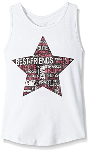 Dream Star Girls' Tank with Elastic At T Back and BFF Glitter Screen
