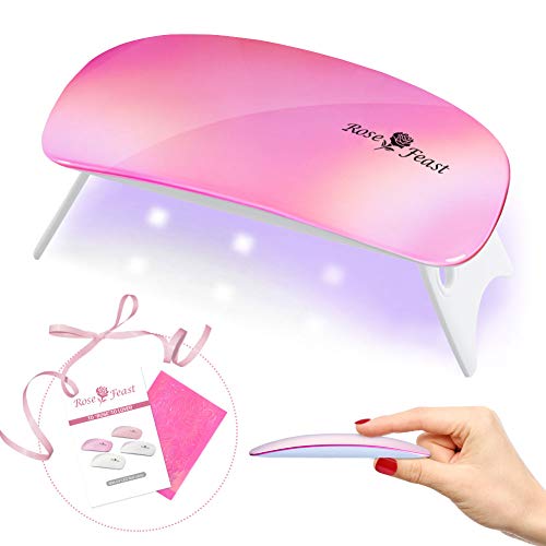 Mini UV LED Nail Lamp, Portable Colorful Nail Dryer Pocket Size Mouse Shape Nail Gel Lamp Curing Lamp with USB Cable for all Gel Nail Polish(Pink)