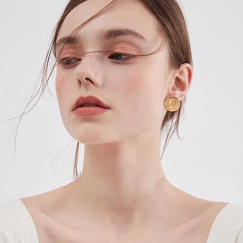 Gold Geometric Stud Earrings Chunky Statement Earrings for Women Irregular Crumpled Square Half-ball Triangle Heart Stud Earrings Jewelry Gifts4