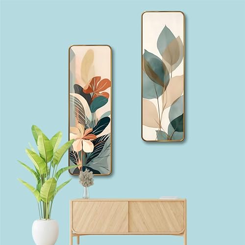 Image of Livin'luxe Abstract Botanical Floral Wall Panel Set of 2 | Sparkle Lamination MDF Wall Art | Modern Nature-Inspired Decor for Living Room, Bedroom & Hallway Walls (12 x 18 Inch) AS-11
