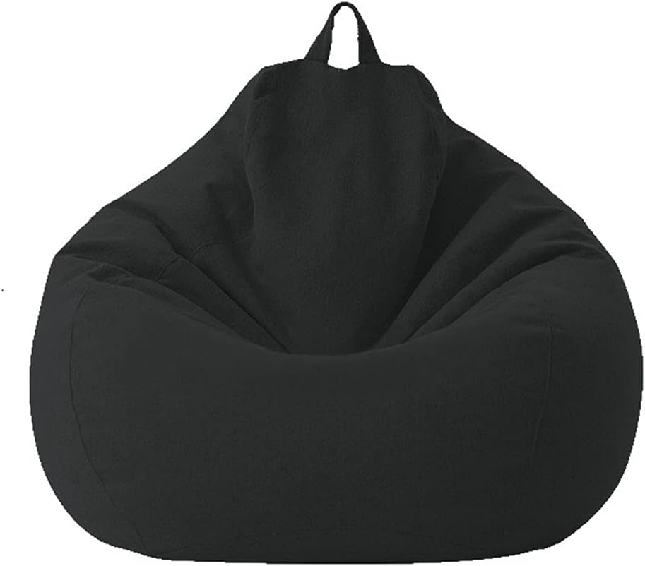No Filler Bean Bag Chair Cover, No Filler Bean Bags Sofa Cover for for Kids Adults, Classic Bean Bags Chair Sofa Cover for Home Garden Living Room (M-80x90cm, Black)