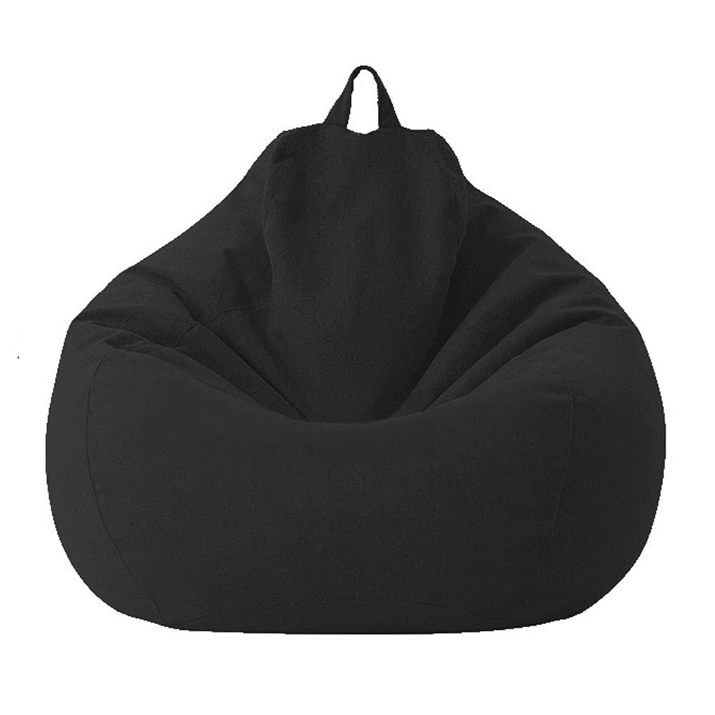 Mangoton No Filler Bean Bag Chair Cover, No Filler Bean Bags Sofa Cover for for Kids Adults, Classic Bean Bags Chair Sofa Cover for Home Garden Living Room (M-80x90cm, Black)