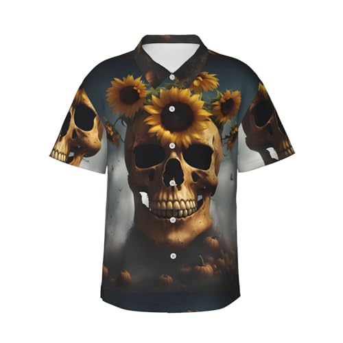 Chemise hawaïenne homme motif tournesol Halloween légère vacances été