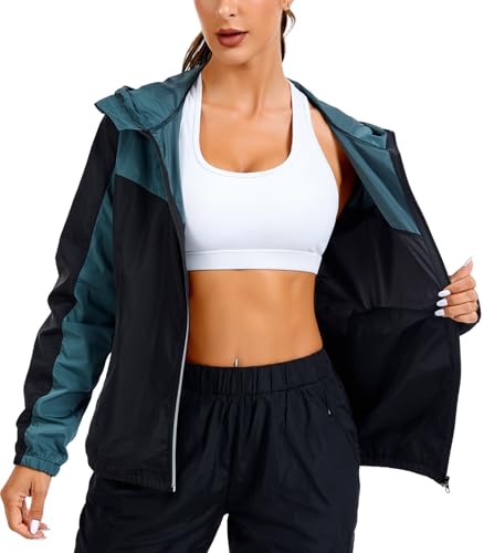 LAZAWG Rain Jacket Women Raincoats with Hood Lightweight Waterproof Windproof Rain Coat Zipper Travel Outdoor