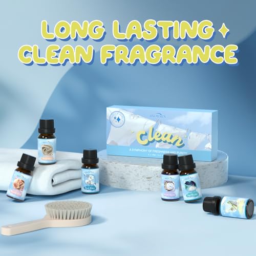 SNOWSEN Clean Essential Oils Set, Fragrance Oils for Diffuser, Candle, Soap Making, Fresh Cotton, Fresh Linen, Lemongrass, Soft Powder, Lavender Laundry, Blossom Soap Scented Oils for Aromatherapy - Image 7
