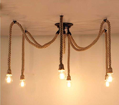 GZZ Deng Inicio Iluminación para Exteriores Lámpara Colgante Lámpara de Techo Lámpara de Techo Iluminación Industrial Cuerda de cáñamo