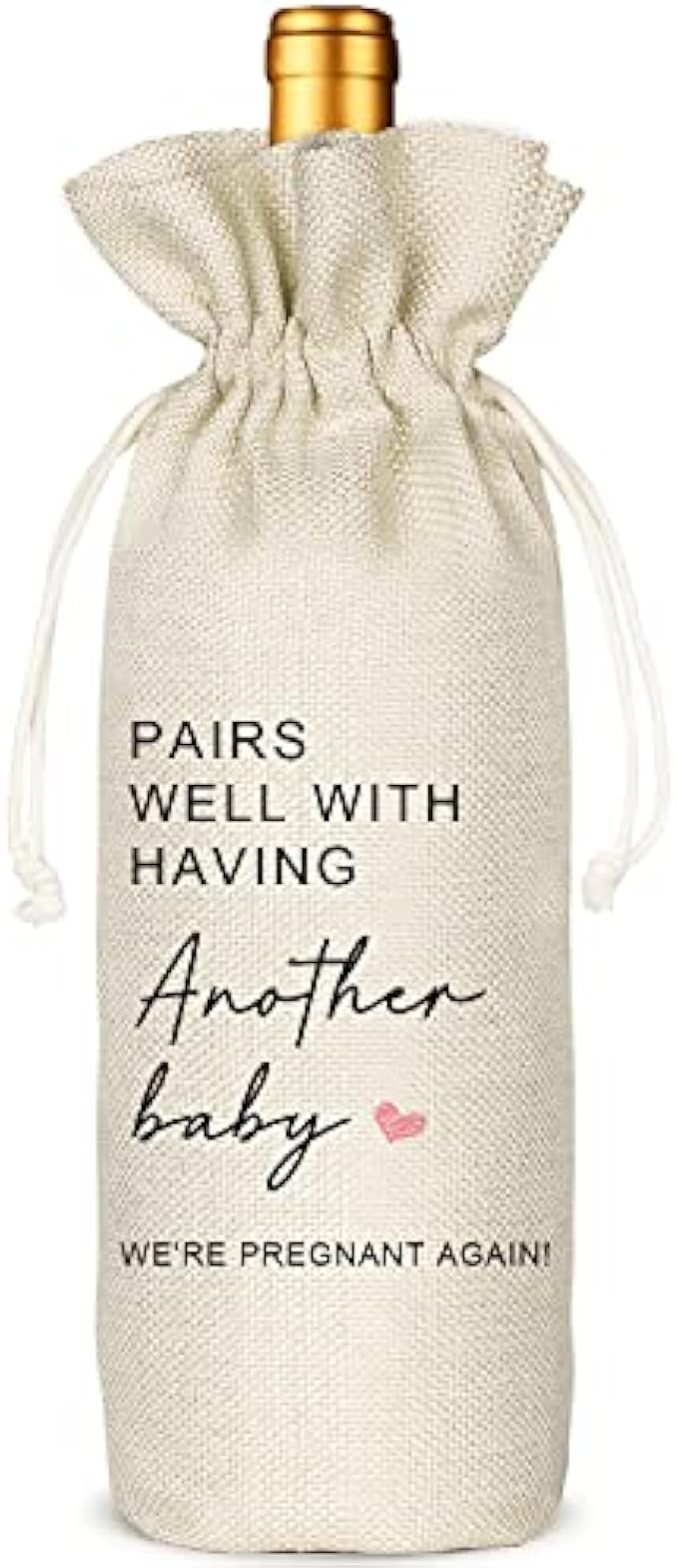 Baby Announcement Wine Bag, Pregnancy Announcement, Gift for Grandparents, Aunt and Uncle - Pairs Well With Having Another Baby,We Are Pregnant Again(5SW19103)