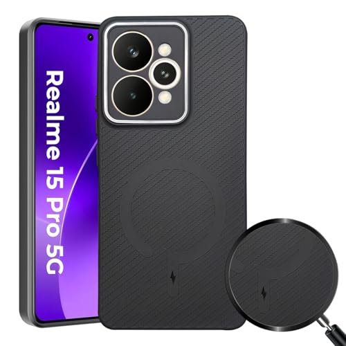 Image of LIRAMARK Rugged Carbon Fibre TPU Armor Silicone Back Cover Case for Realme 15 Pro 5G