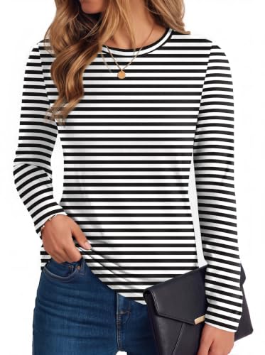 Ekoauer Long Sleeve Shirts for Women Cotton Crew Neck Tops Thermal Tshirts - image 1