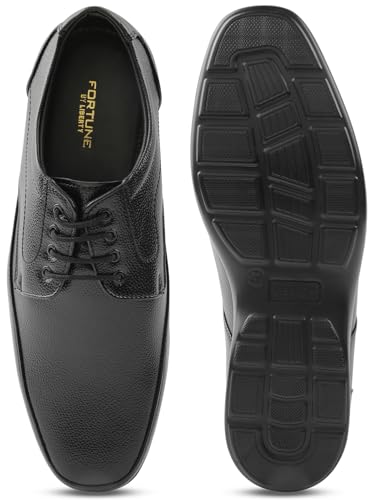 Image of Liberty Fortune HML-5E Men's Formal Derby Shoes - Black, Brown - Synthetic Leather Lace-Up with Cushioned Footbed - Stylish Office Footwear - Comfortable and Lightweight