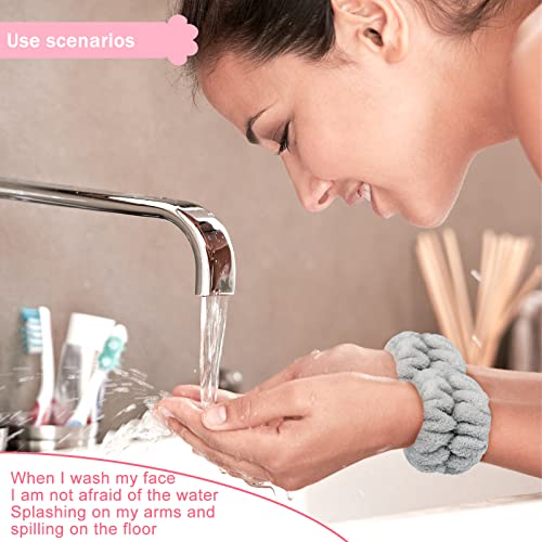 Image of 8pcs Wrist Bands for Washing Face, Arm Face Wash Wristbands, Wrist Towels Cuffs for Washing Face, Wrist Water Catcher, Microfiber Spa Skincare Sweat Wristbands for Women