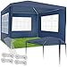 Produktbild tectake® Pavillon 3x3 m, Zelt groß, wasserdicht, für Garten und Camping, Gartenpavillon, Partyzelt, Event Shelter, Festzelt, Gartenpavillon 3x3 m mit 3 Seitenwänden mit Fenstern, inkl. Heringe - blau