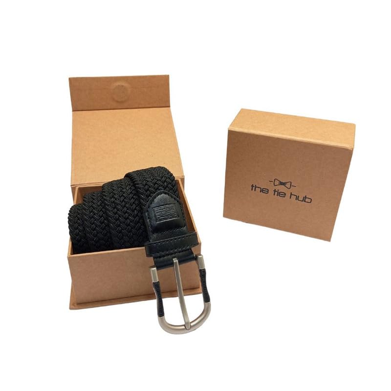 Image of The Tie Hub Unisex Stretchable Woven Fabric Belt | Adjustable, Hole-Free Design | Fits Up to 40 Inches Waist